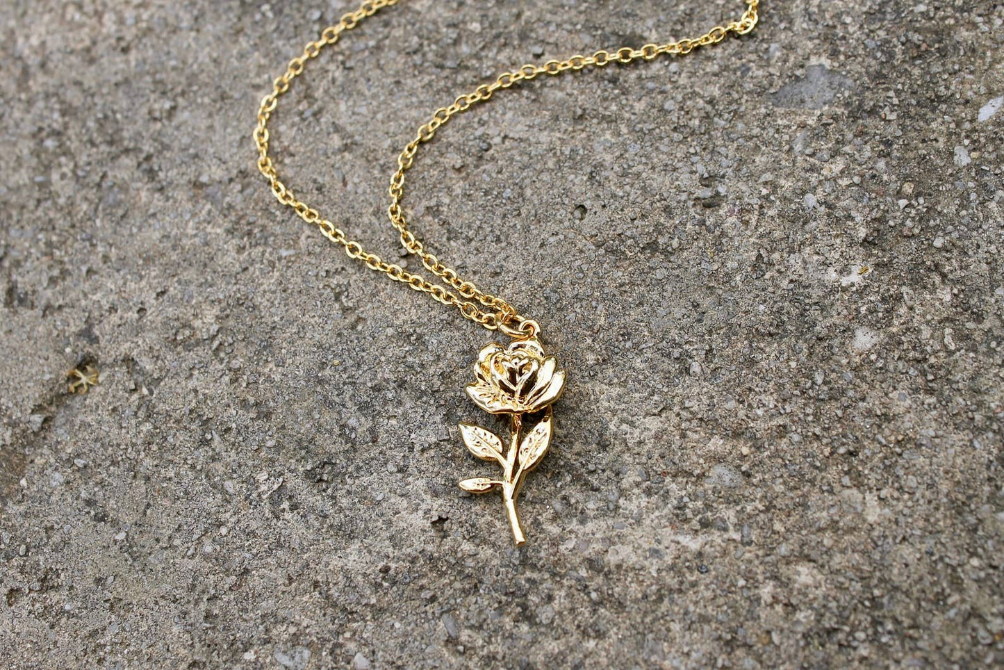 Rose with Stem Necklace