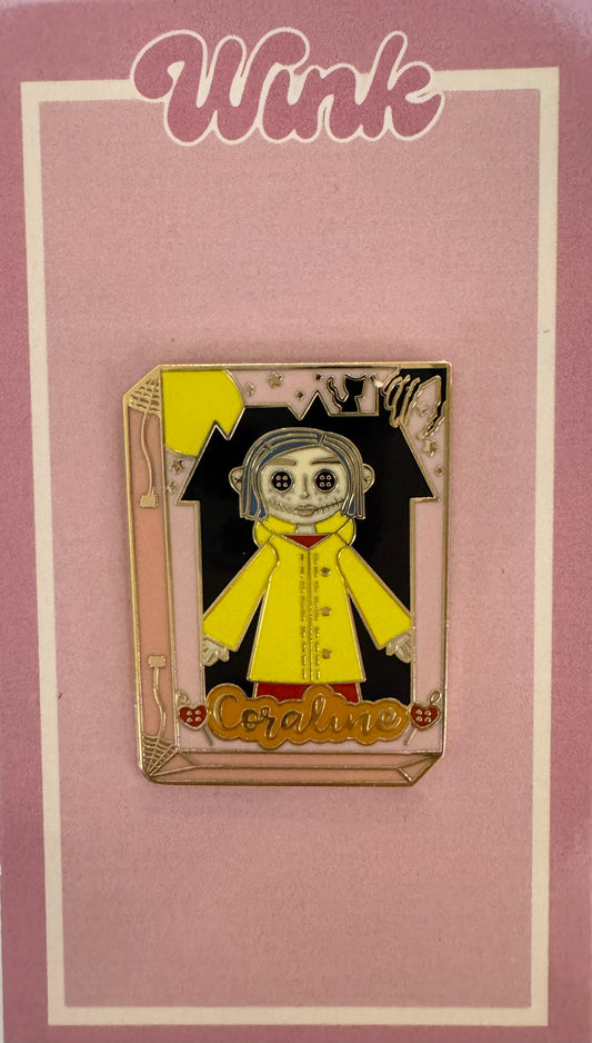 Button Eye Doll in Box Pin